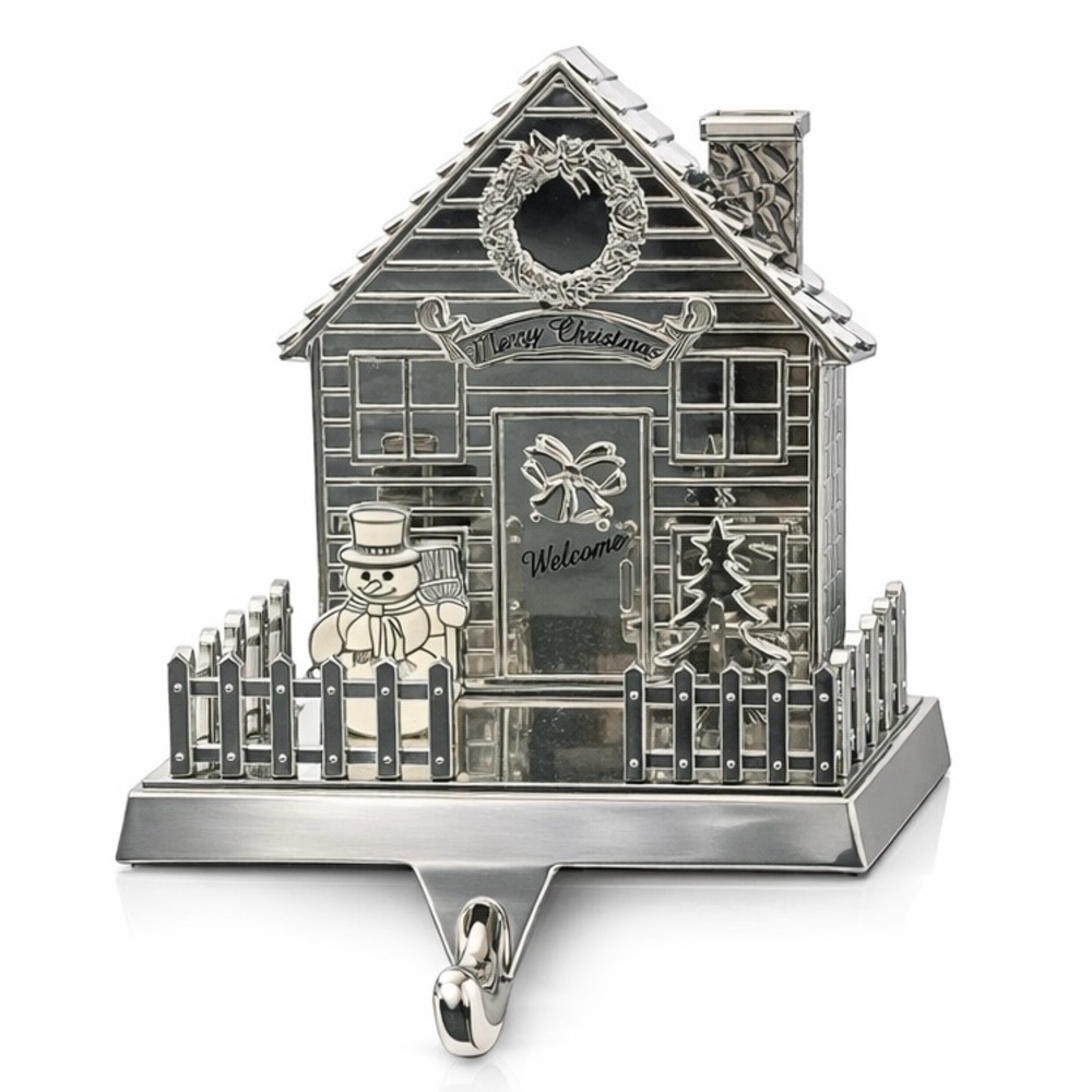 Shiny Winter House Christmas Stocking Holder for Fireplace Mantle 3D